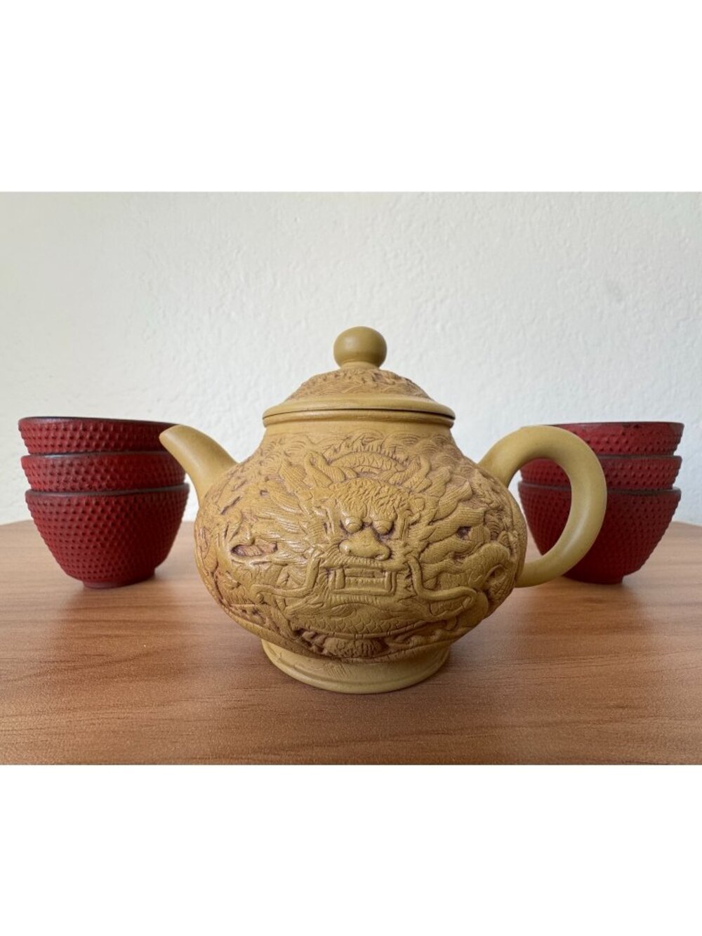 Traditional Chinese Yixing Style Dragon Clay Tea Set w/ 6 Cups | Tea Ceremony